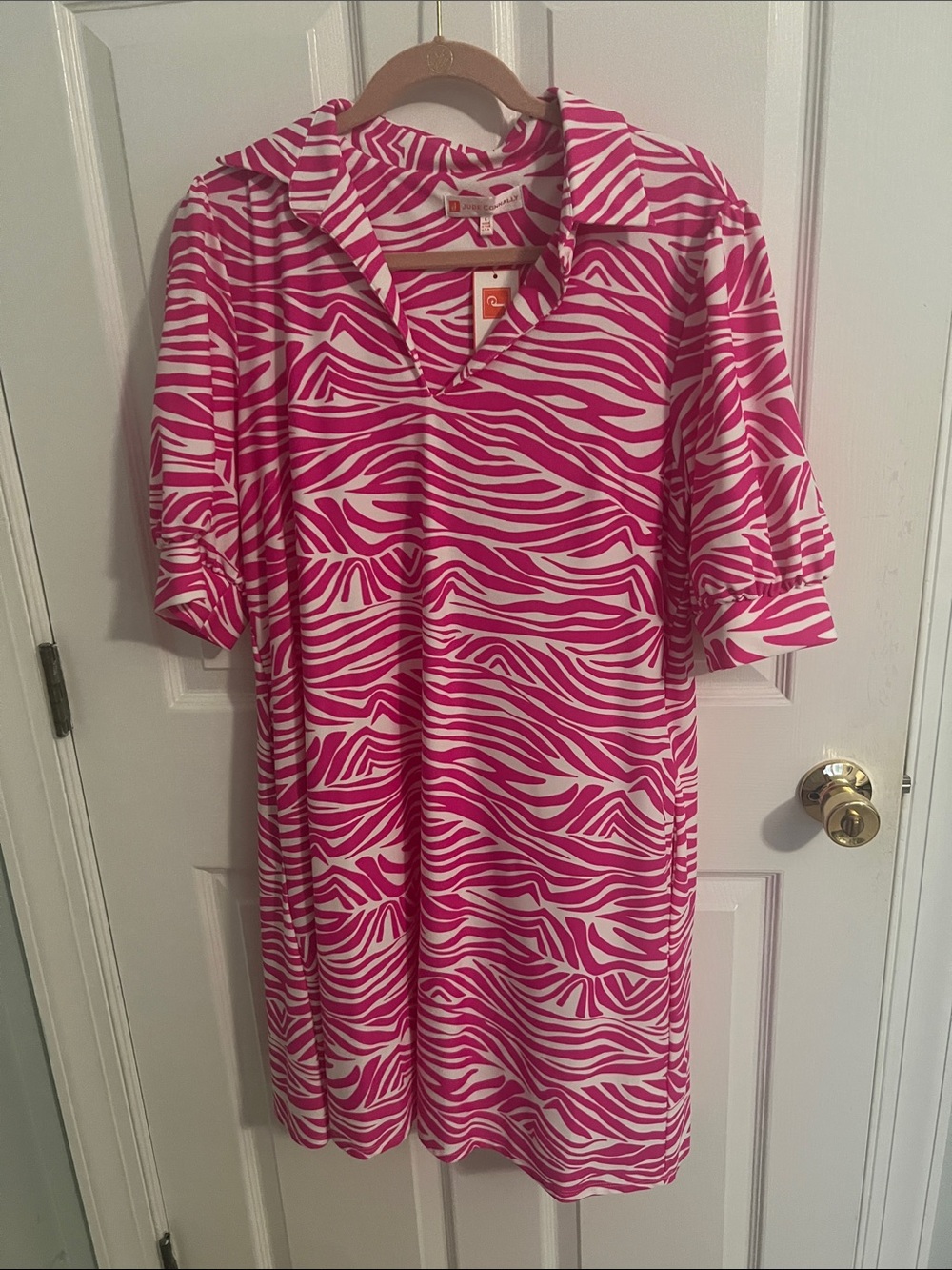 Jude Connally Emerson Hot  Pink and White Zebra Print Dress